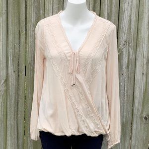 Hint of Mint XS neutral beige sheer pullover top